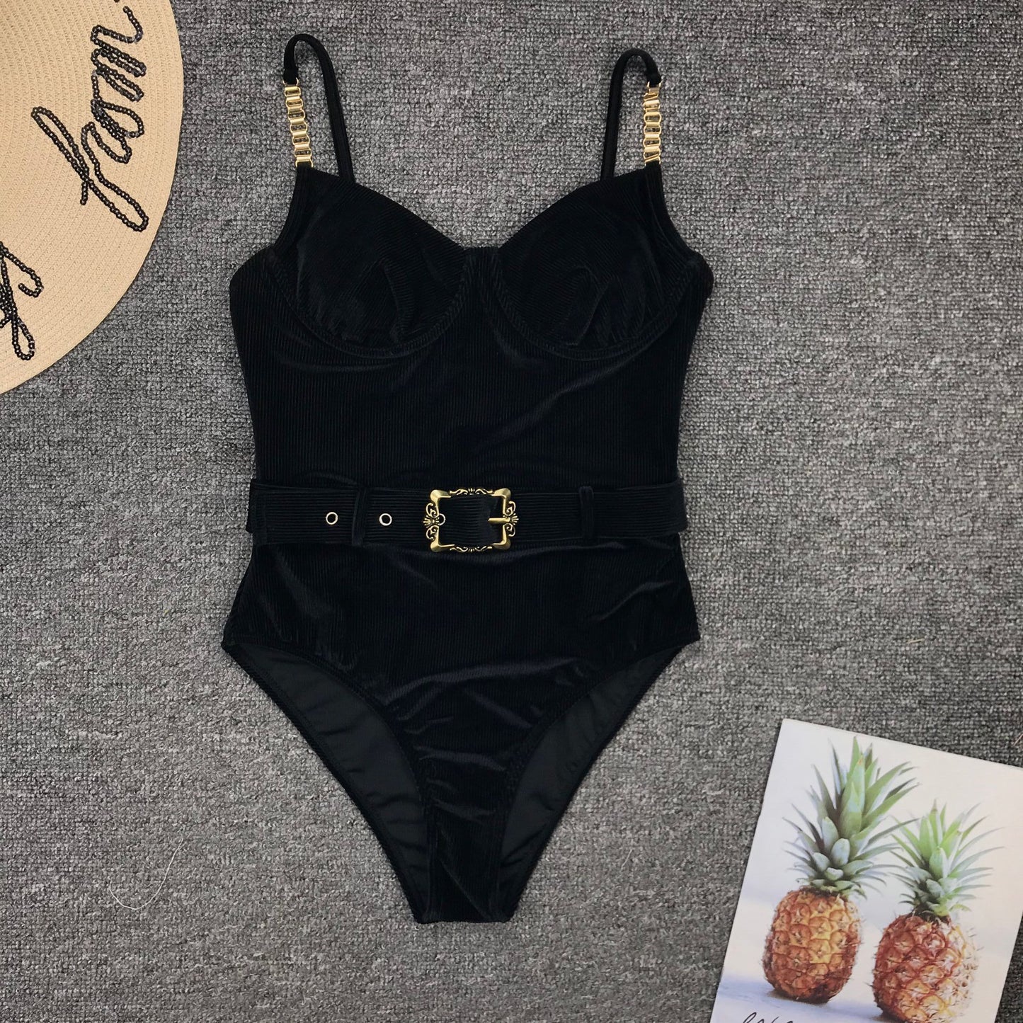 Waist Buckle Metal One-Piece Bikini