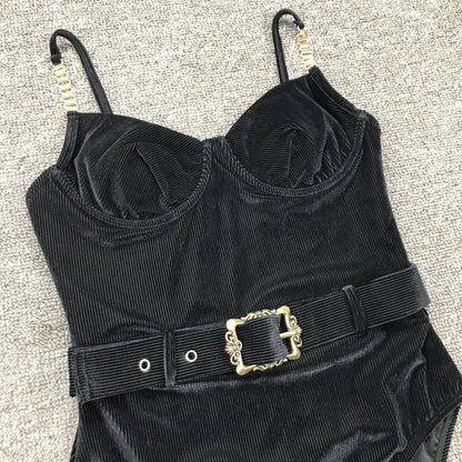 Waist Buckle Metal One-Piece Bikini