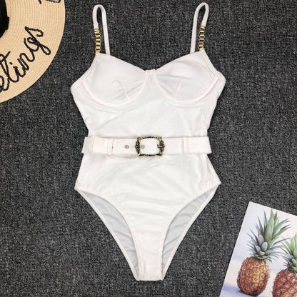 Waist Buckle Metal One-Piece Bikini