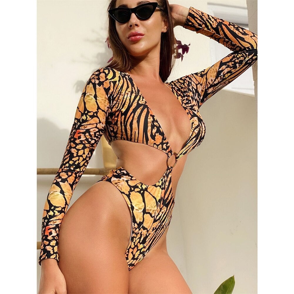 One Piece Deep V Women Swimsuit