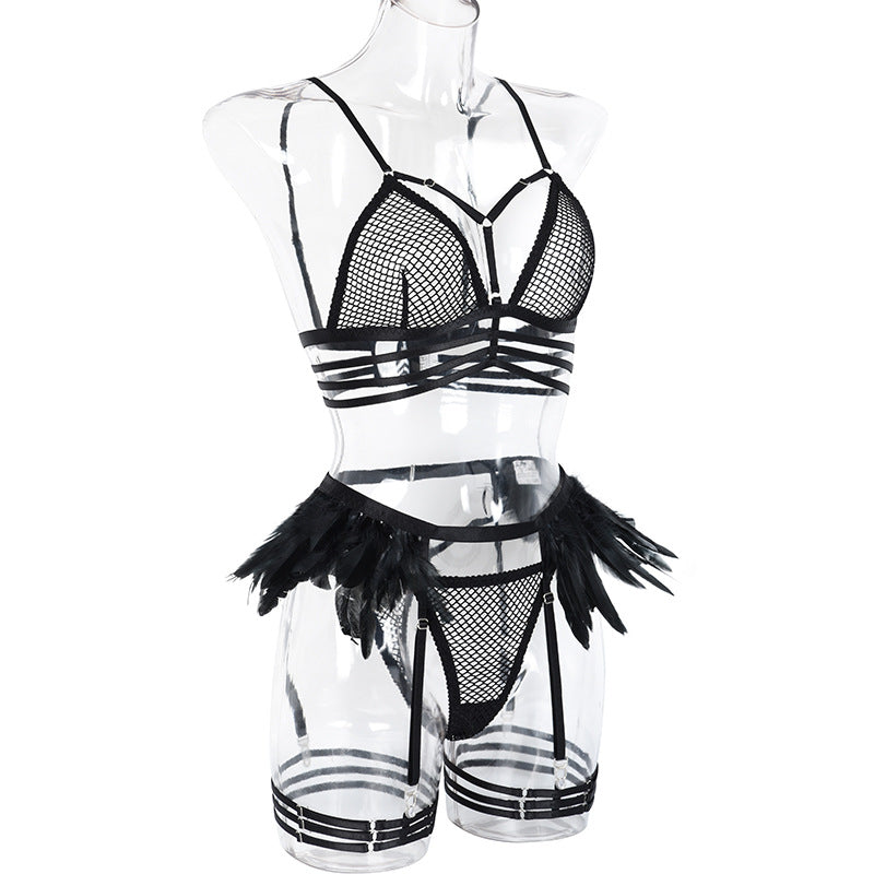 Feather Baby Doll Waist Three-Piece Set