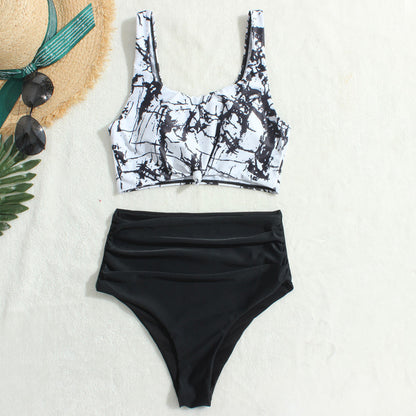 Abstract Print Sports Top Bikini