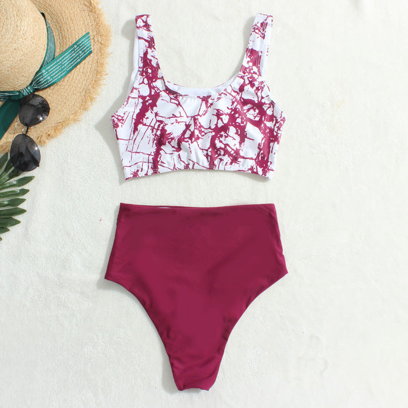 Abstract Print Sports Top Bikini