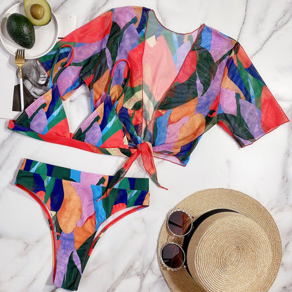 The three-piece Chiffon beach bikini suit