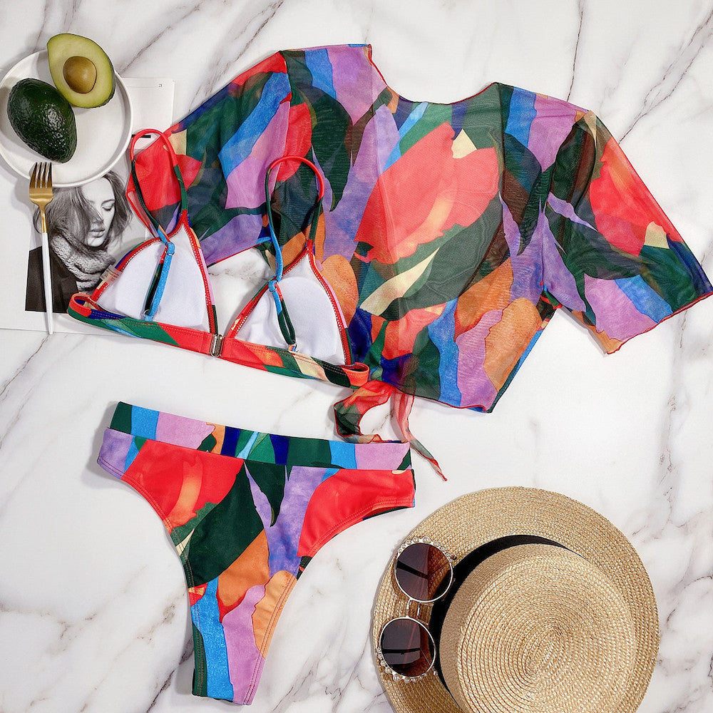 The three-piece Chiffon beach bikini suit