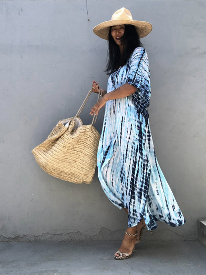 Striped Bohemian Cape Tunic For Kaftan