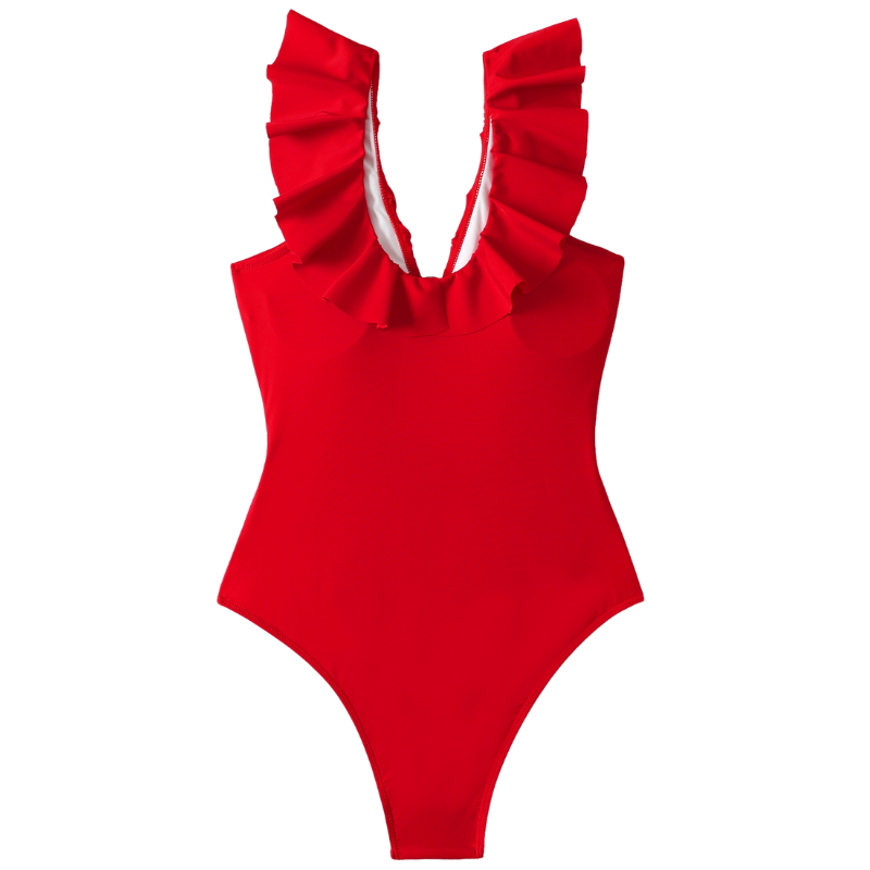 Ruffled Strap Peek-a-Boo Swimsuit