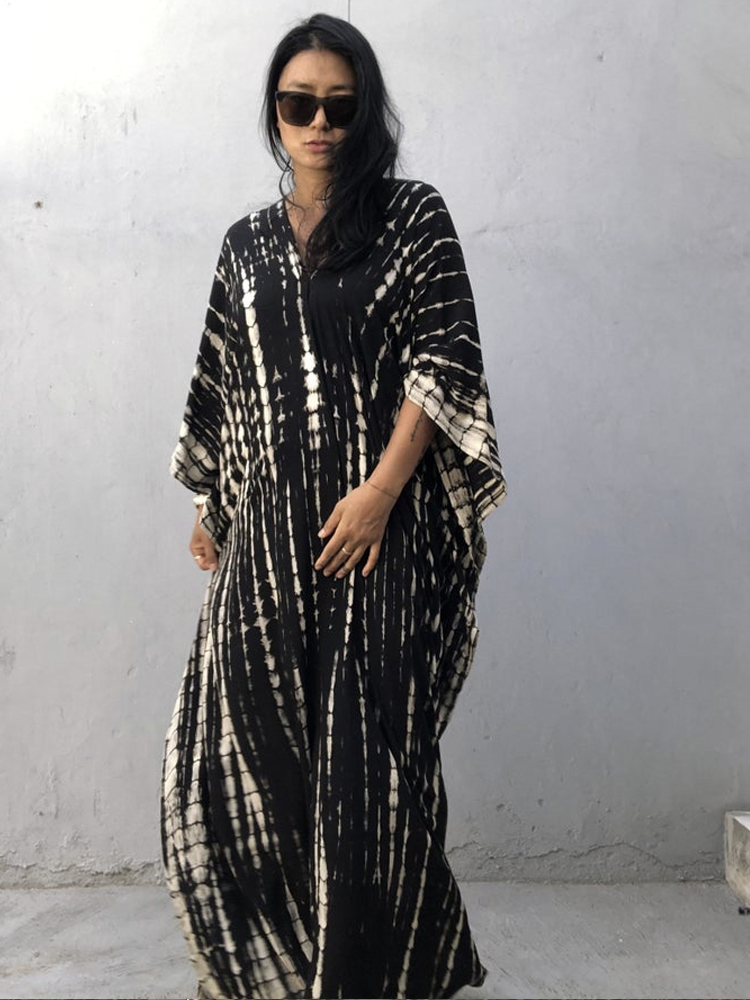 Striped Bohemian Cape Tunic For Kaftan