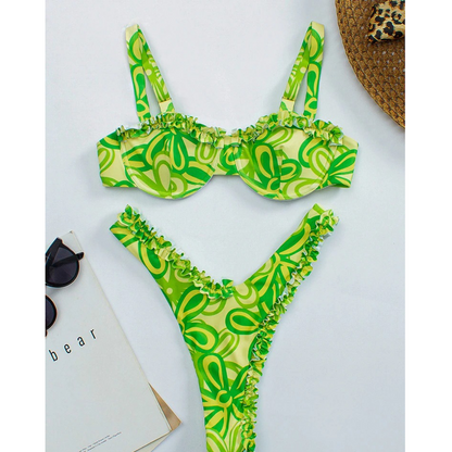 Ruffle Frill Bikini Underwire Push Up Swimwear