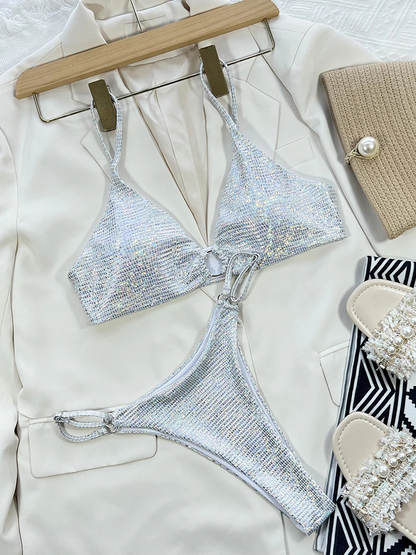 Shimmery White Bikini Set