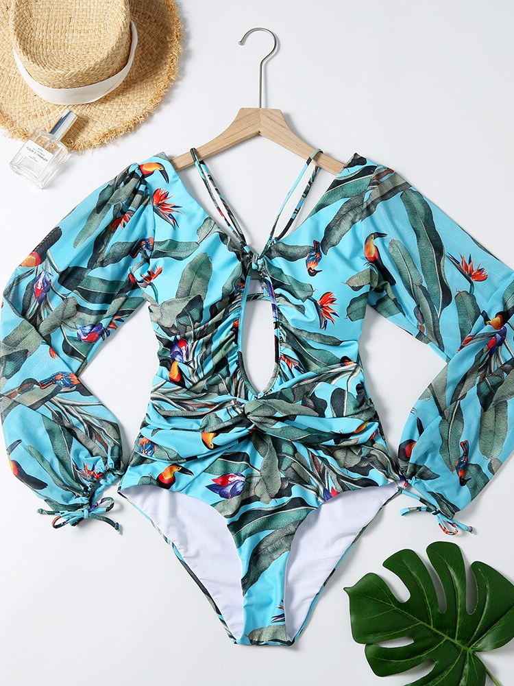 Long Sleeve Printed Swimwear