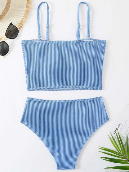 Solid Ribbed Vest Bikini Set