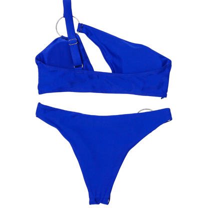 Solid Color One Shoulder String Bikini