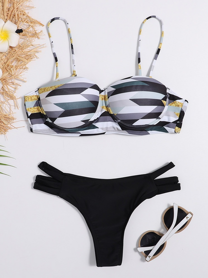 Colorful Bandeau Push Up Bikini Set