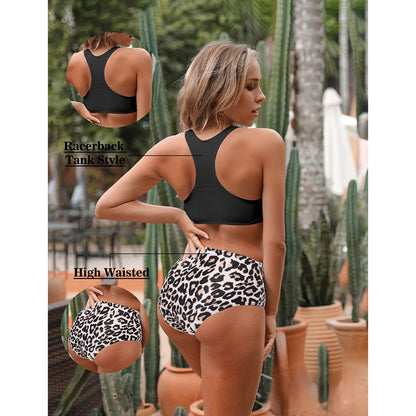 Women's High Waisted Racerback Swimsuit With Knot