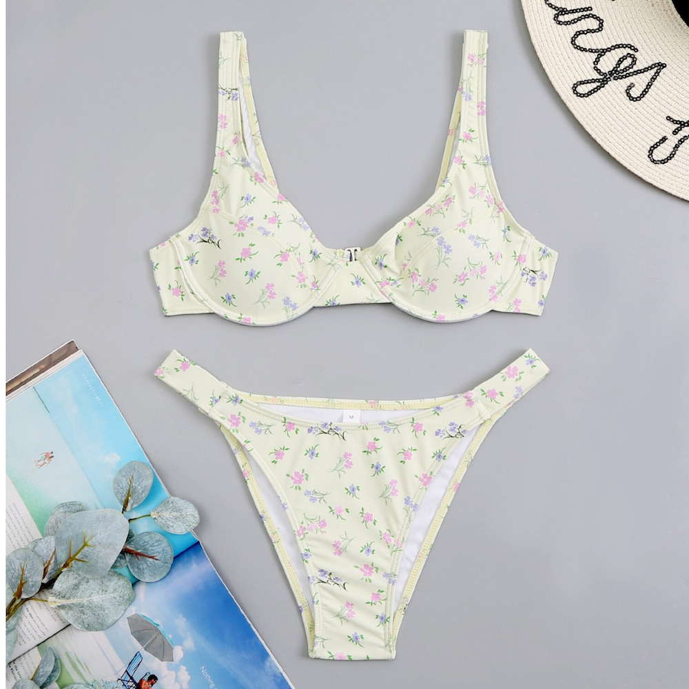 Floral Print Bikini Push Up Swimwear