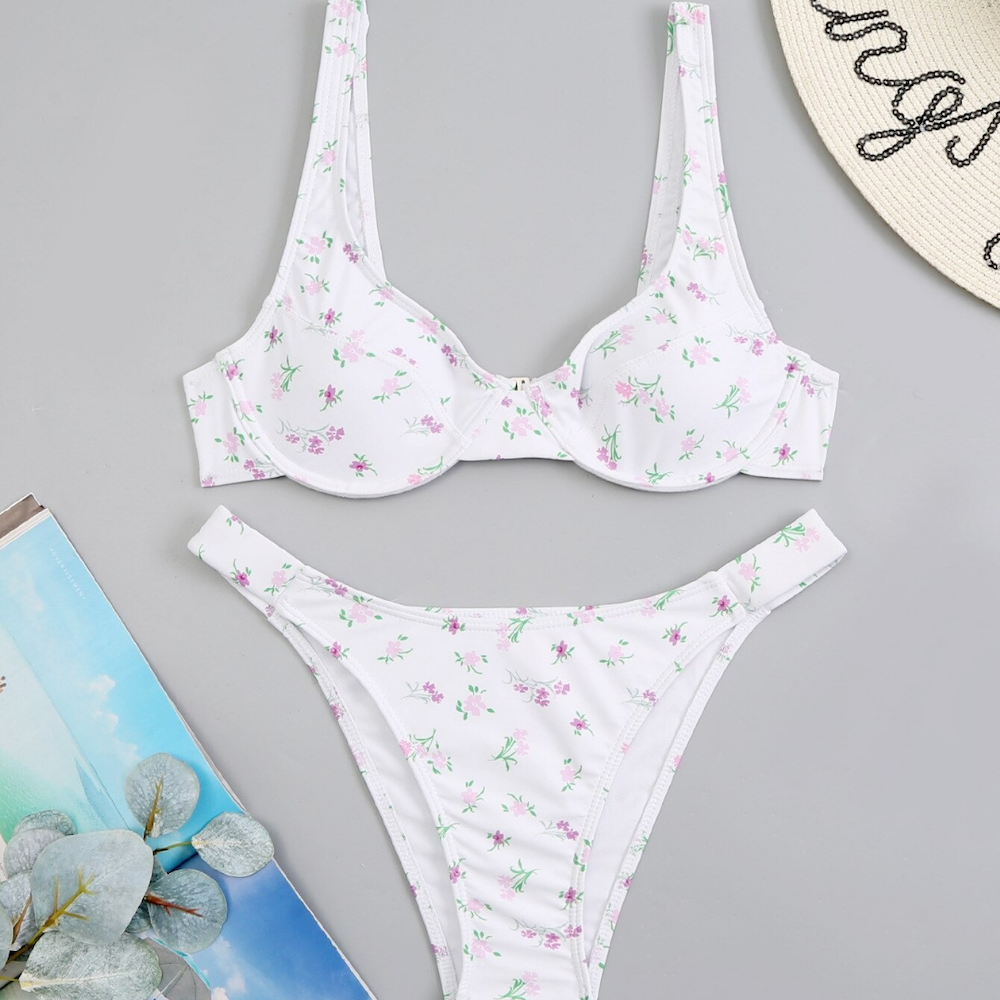 Floral Print Bikini Push Up Swimwear