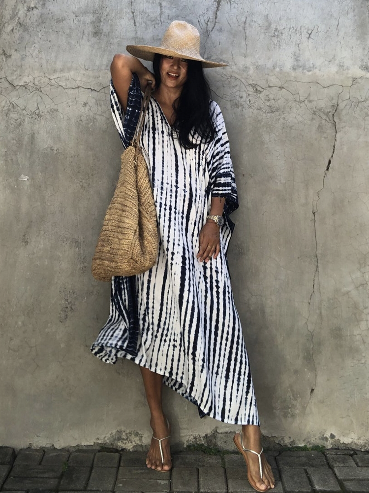 Striped Bohemian Cape Tunic For Kaftan