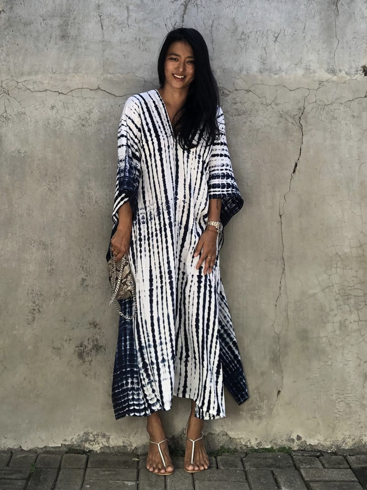 Striped Bohemian Cape Tunic For Kaftan