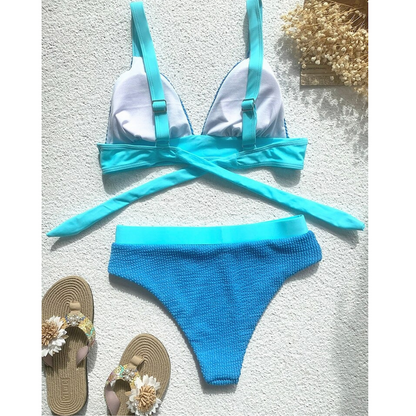 V-Neck High Waist Bikini