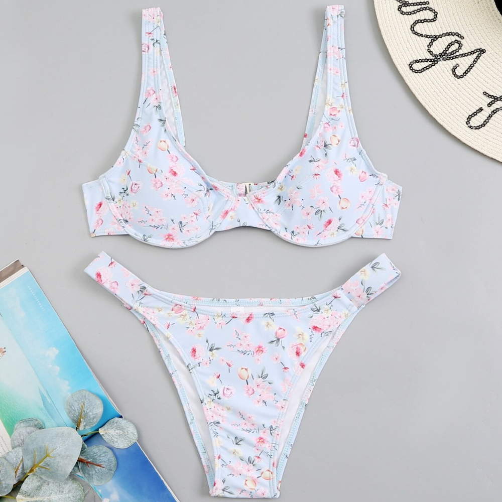 Floral Print Bikini Push Up Swimwear