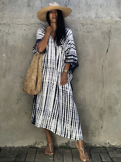 Striped Bohemian Cape Tunic For Kaftan