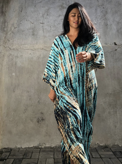 Striped Bohemian Cape Tunic For Kaftan