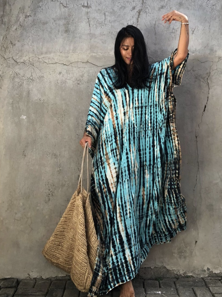 Striped Bohemian Cape Tunic For Kaftan