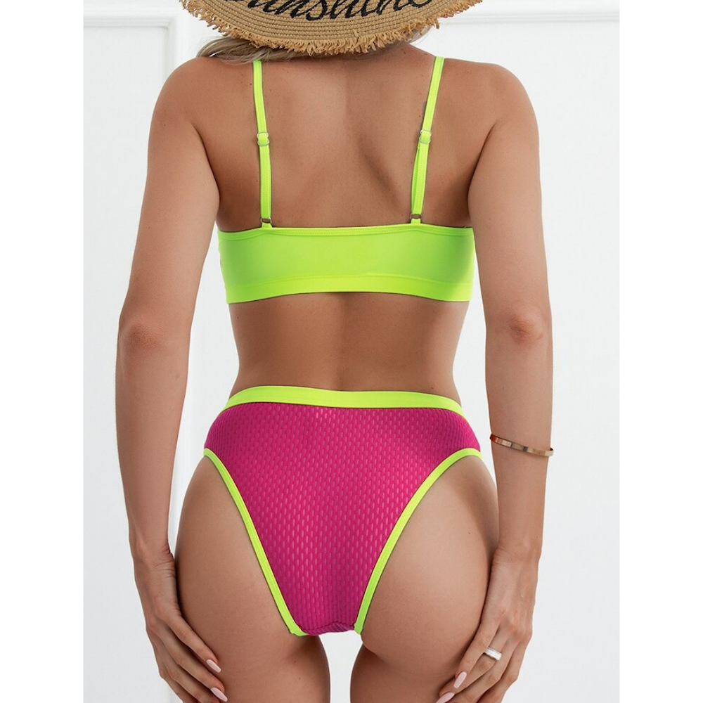 Block Colored Two Pieces Bikini Set