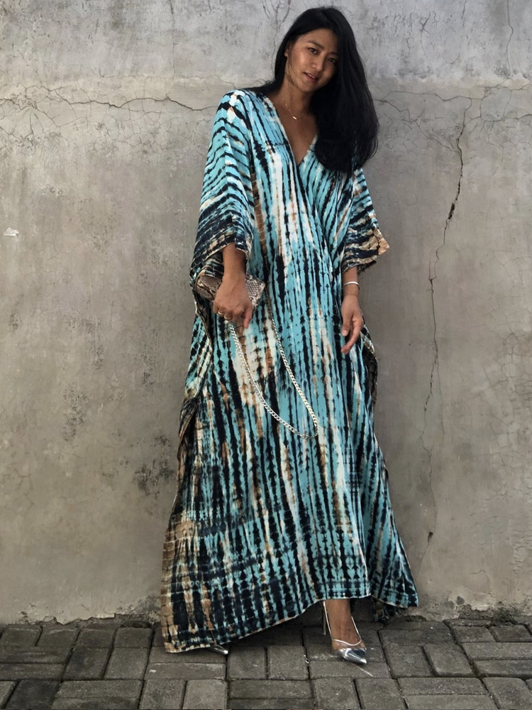 Striped Bohemian Cape Tunic For Kaftan