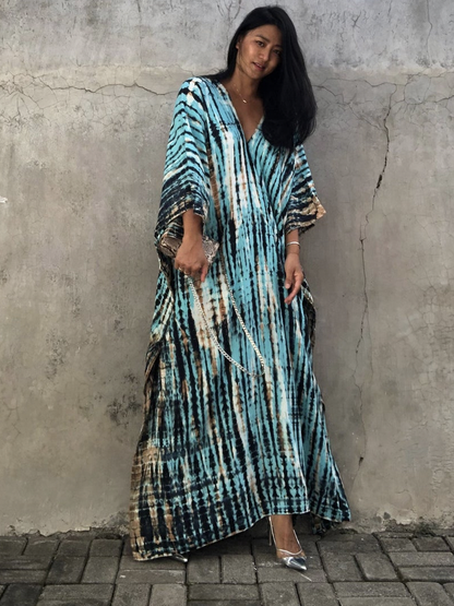 Striped Bohemian Cape Tunic For Kaftan