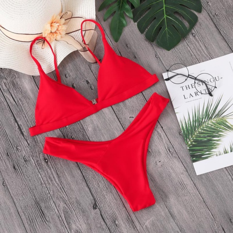 Solid Color Triangle Bikini