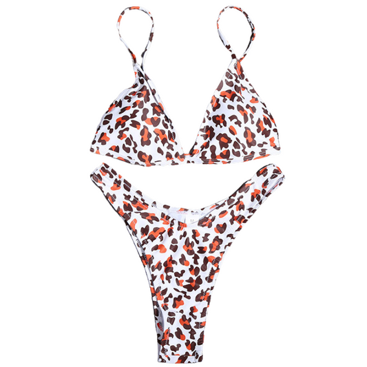 Leopard Print Triangle Top Bikini