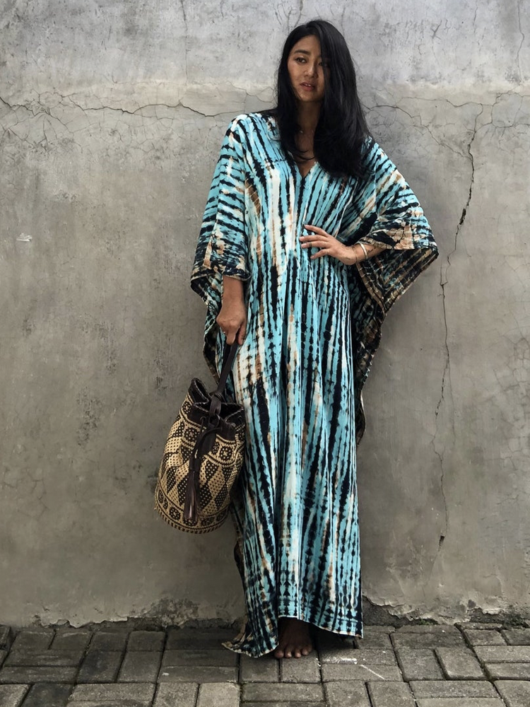 Striped Bohemian Cape Tunic For Kaftan