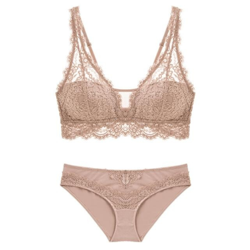 Jacquard Lace Push Up Bra And Panty Set