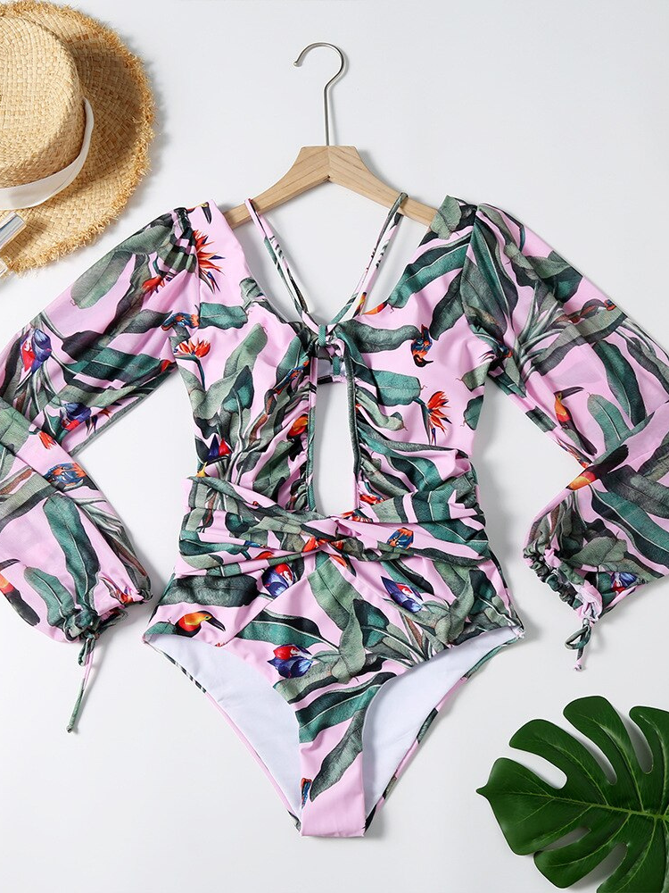 Long Sleeve Printed Swimwear