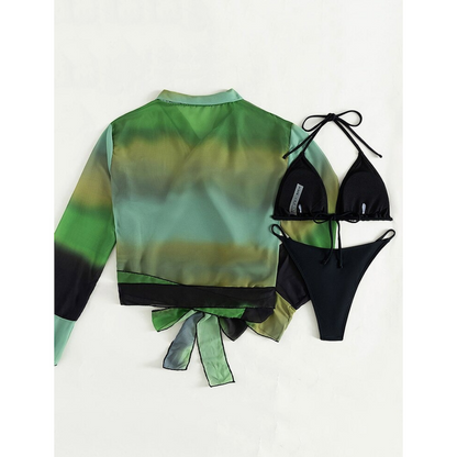 3 Pieces Long Sleeve Beach Bikini Set