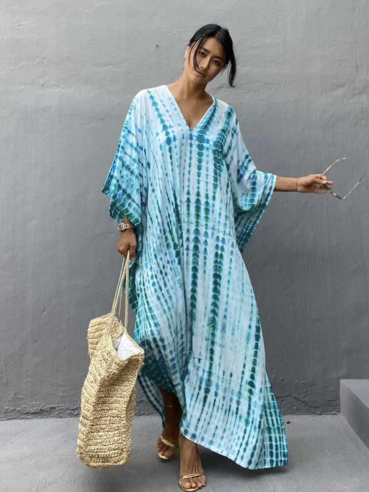 Striped Bohemian Cape Tunic For Kaftan