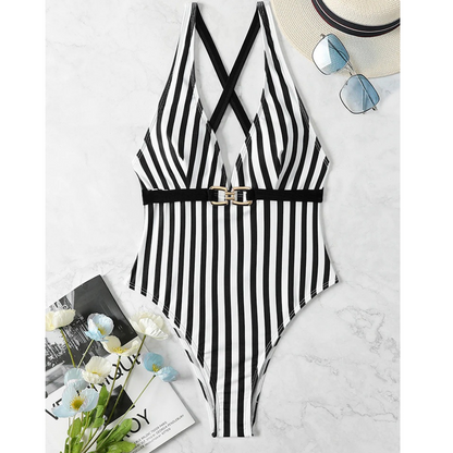 Striped Print Swimsuit