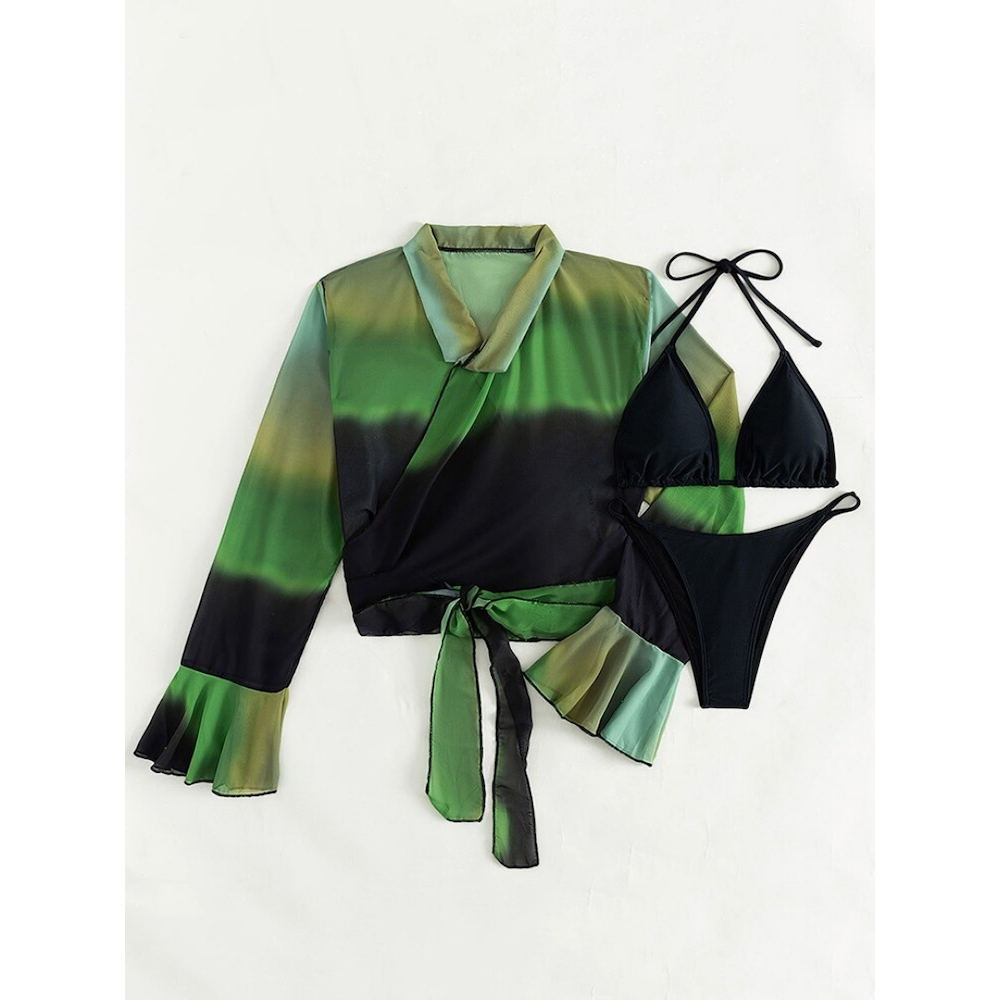 3 Pieces Long Sleeve Beach Bikini Set