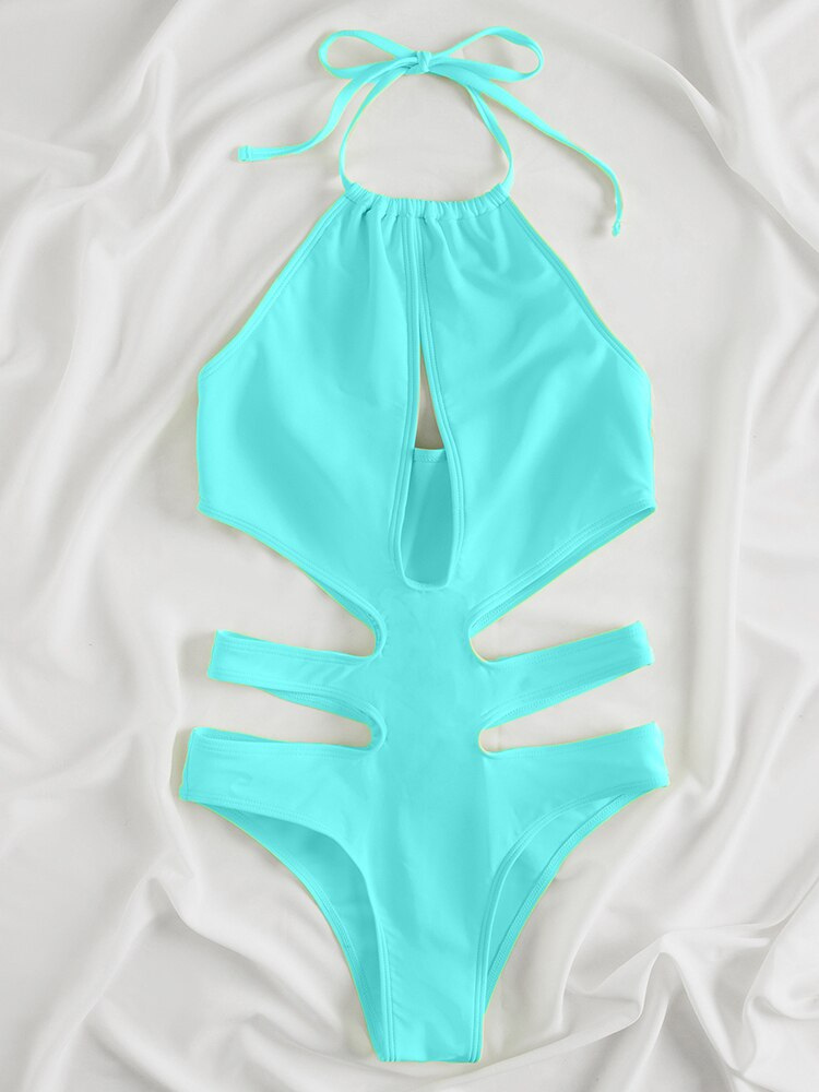 Hollow Out One Piece Neon Color Set