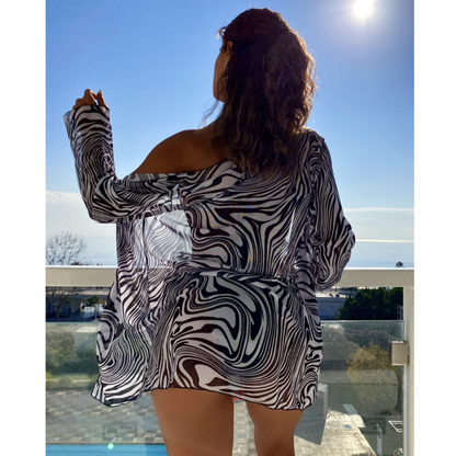 Women's Zebra-Print Split Swimsuit