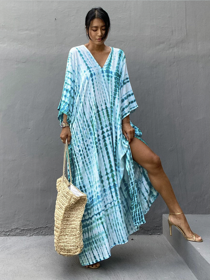 Striped Bohemian Cape Tunic For Kaftan