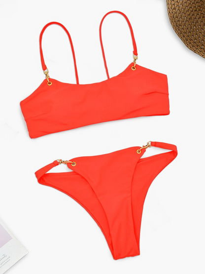 Metal Button Bikini Solid