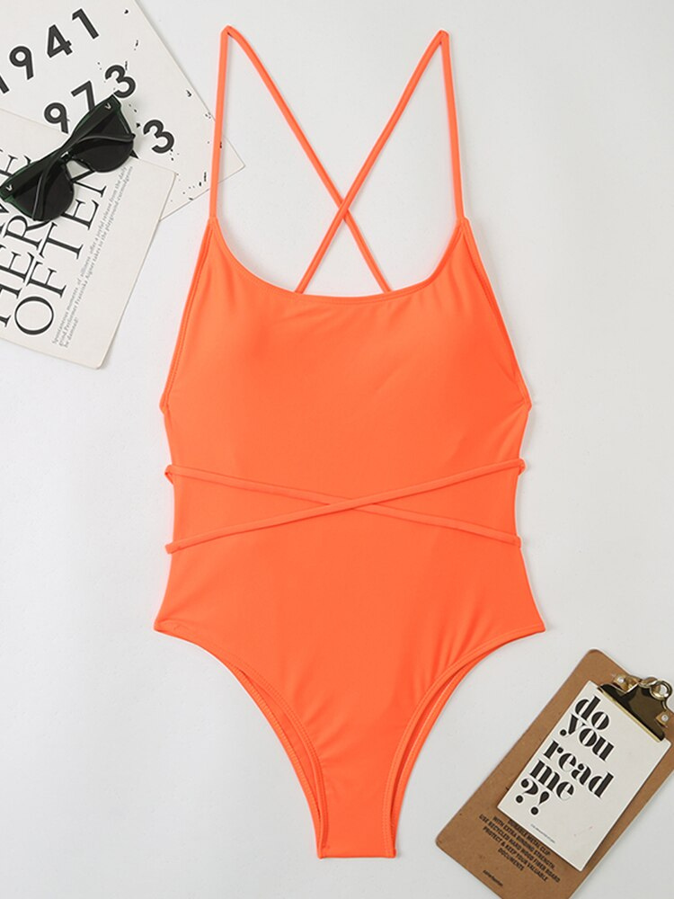 Bandage Backless Swimwear One Piece