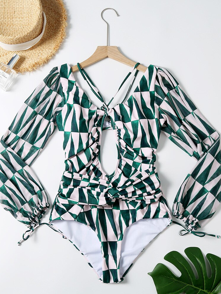 Long Sleeve Printed Swimwear