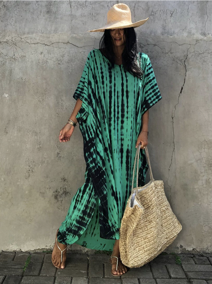 Striped Bohemian Cape Tunic For Kaftan