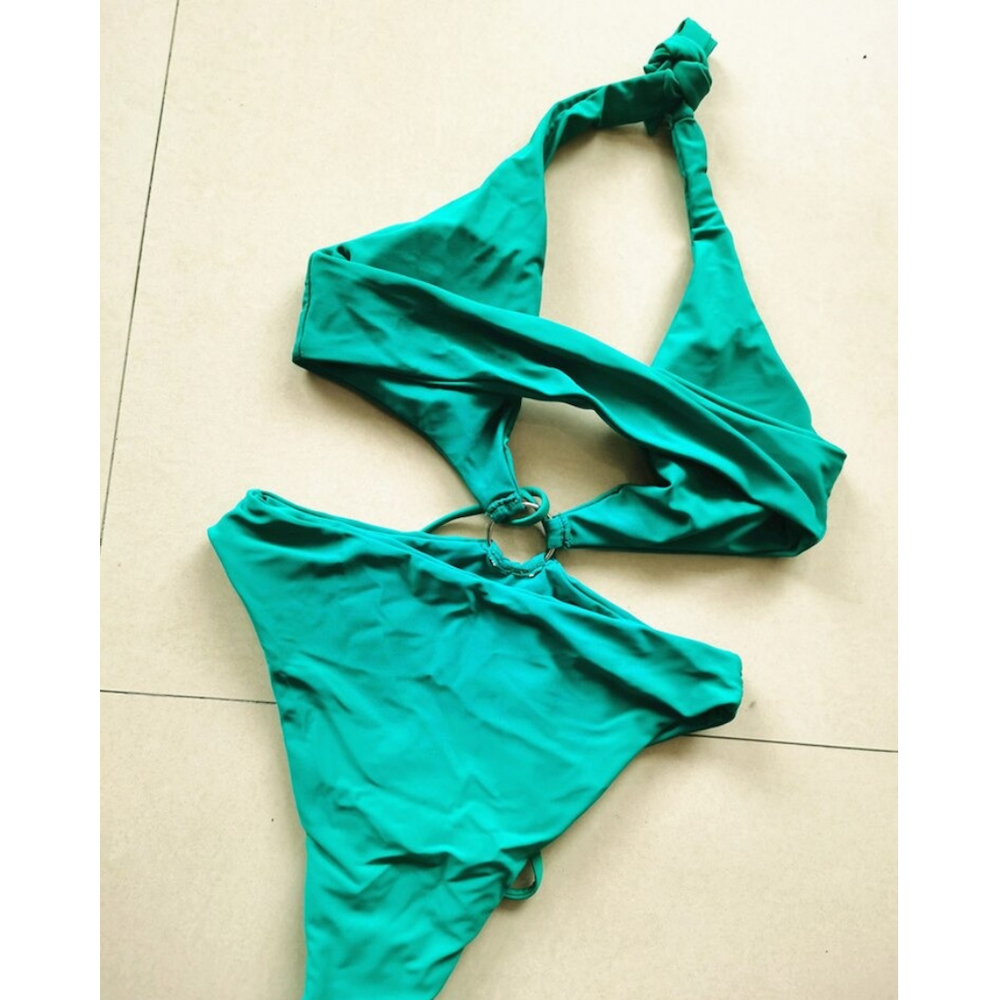 Halter One Piece Bandage Swimsuit