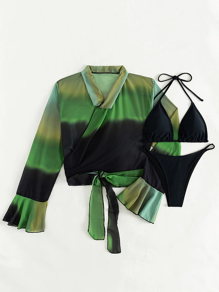 The Green Sleeve Three Piece Bikini