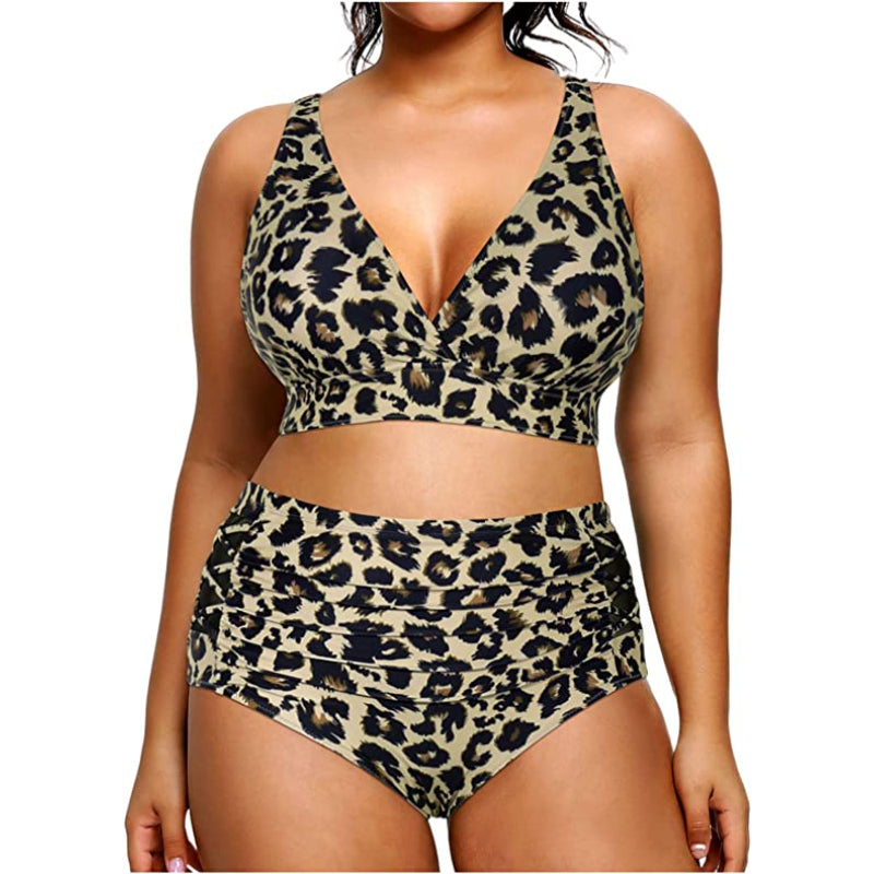 Super Stylish Elastic Closure V-Neck High Waisted Women Bikini